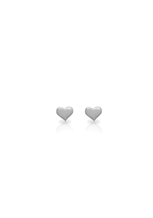 silver heart earrings on a white background