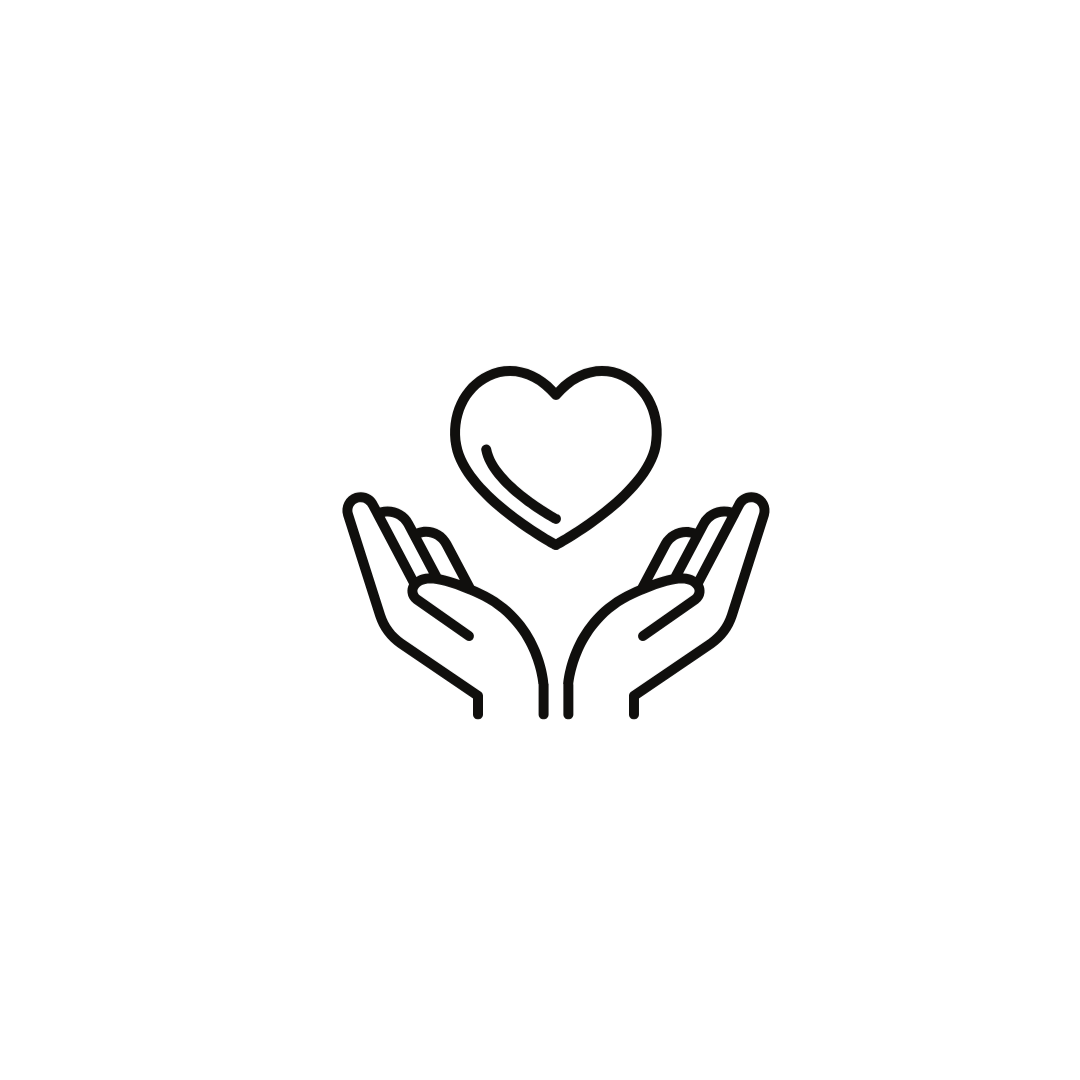 sign of hands facing sky with the heart transparent